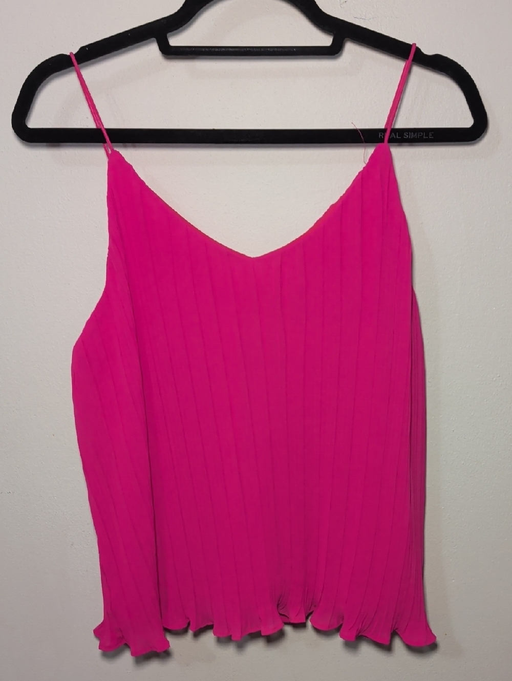 She + Sky x Pants Store Bright Pink Pleated Cami Top Barbiecore Women's Size M